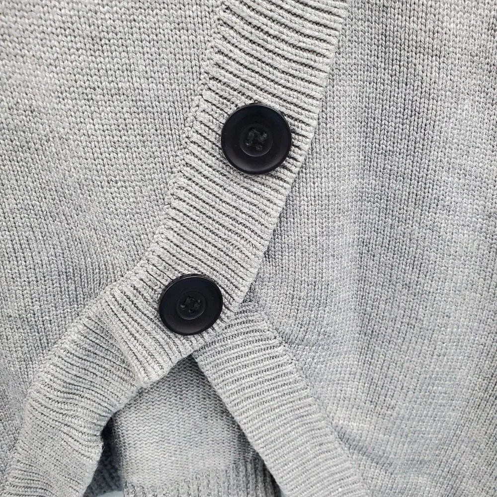 Womens Gray‎ Waffle Knit Cross Body Button Turtleneck Sweater Size S Long Sleeve